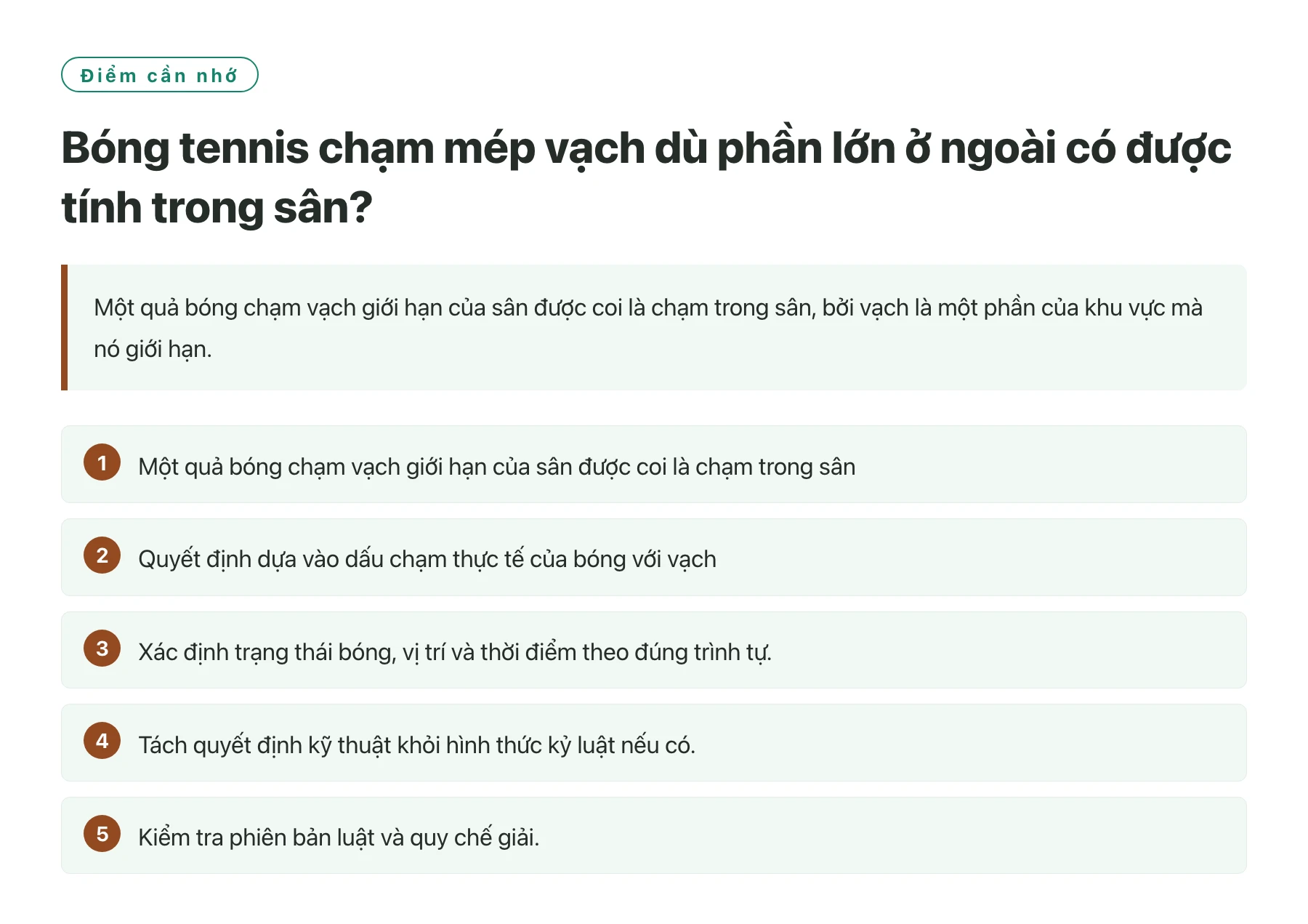 Bóng tennis chạm mép vạch dù phần lớn ở ngoài có được tính trong sân?——全文要点速览