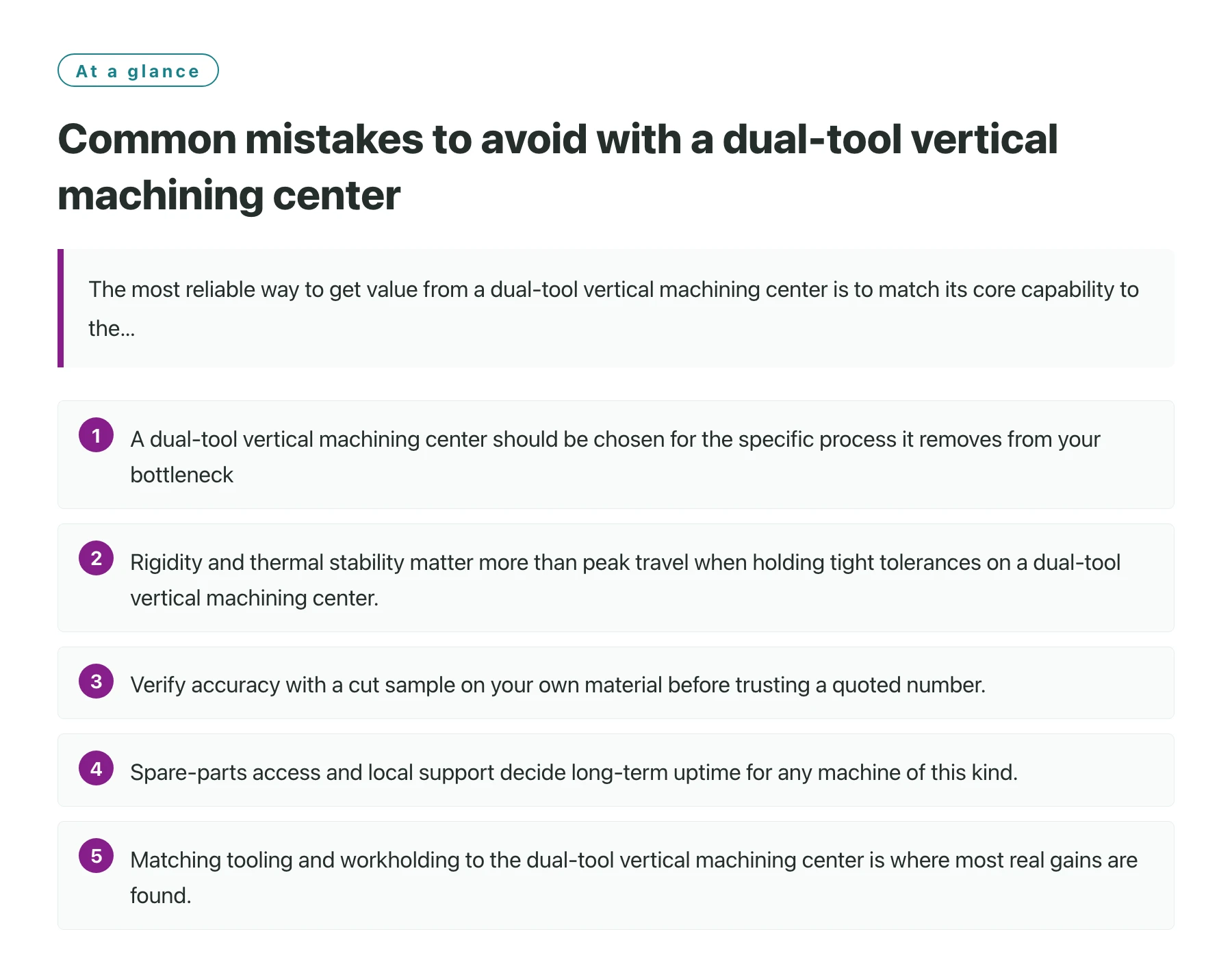 Common mistakes to avoid with a dual-tool vertical machining center——全文要点速览